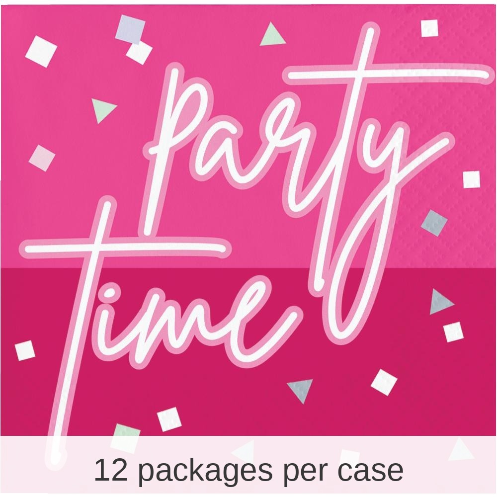 192/Case Bulk Pink Paper Beverage Napkin, Foil