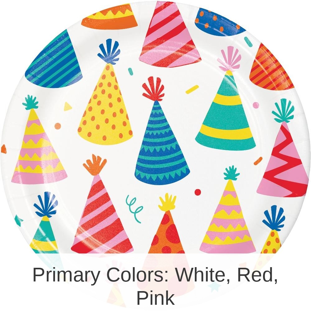96/Case Bulk Hats Off Birthday Paper Dessert Plate