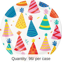 96/Case Bulk Hats Off Birthday Paper Dessert Plate