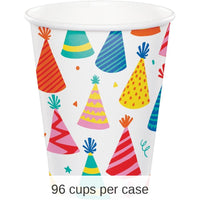 96/Case Bulk Hats Off Birthday Paper Hot/Cold Cup 9oz.