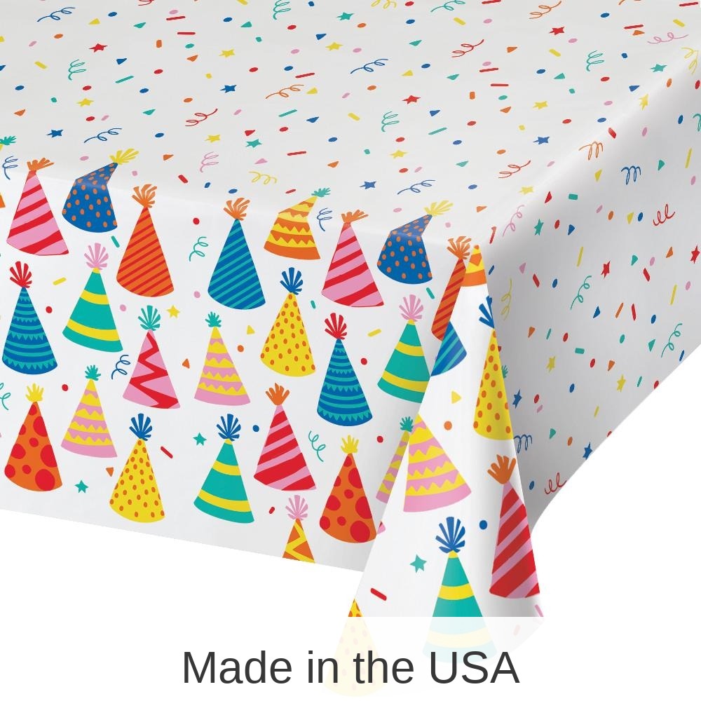 6/Case Bulk Hats Off Birthday Tablecover, Paper 54"x96"