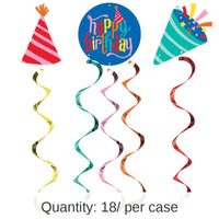 18/Case Bulk Hats Off Birthday Hanging decorations