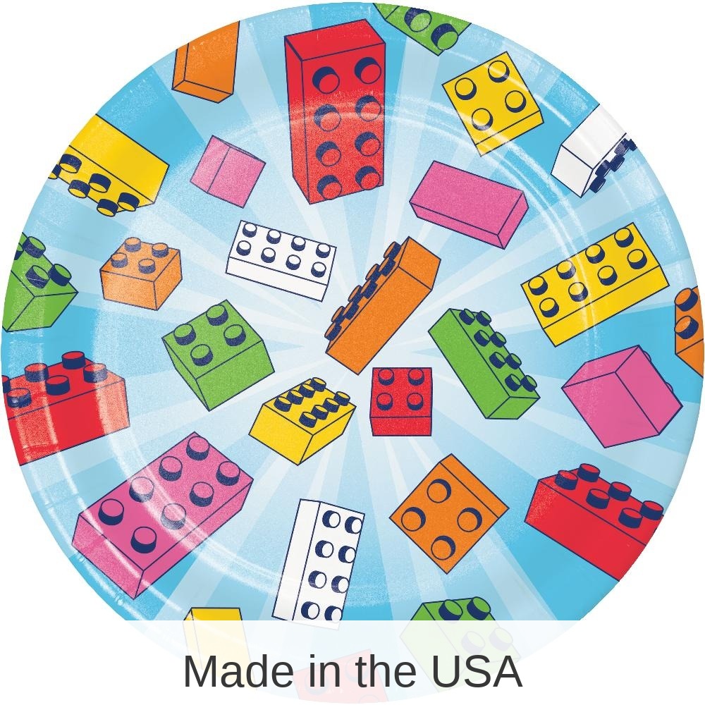 96/Case Bulk Block Bash Toy Blocks Dessert Plates