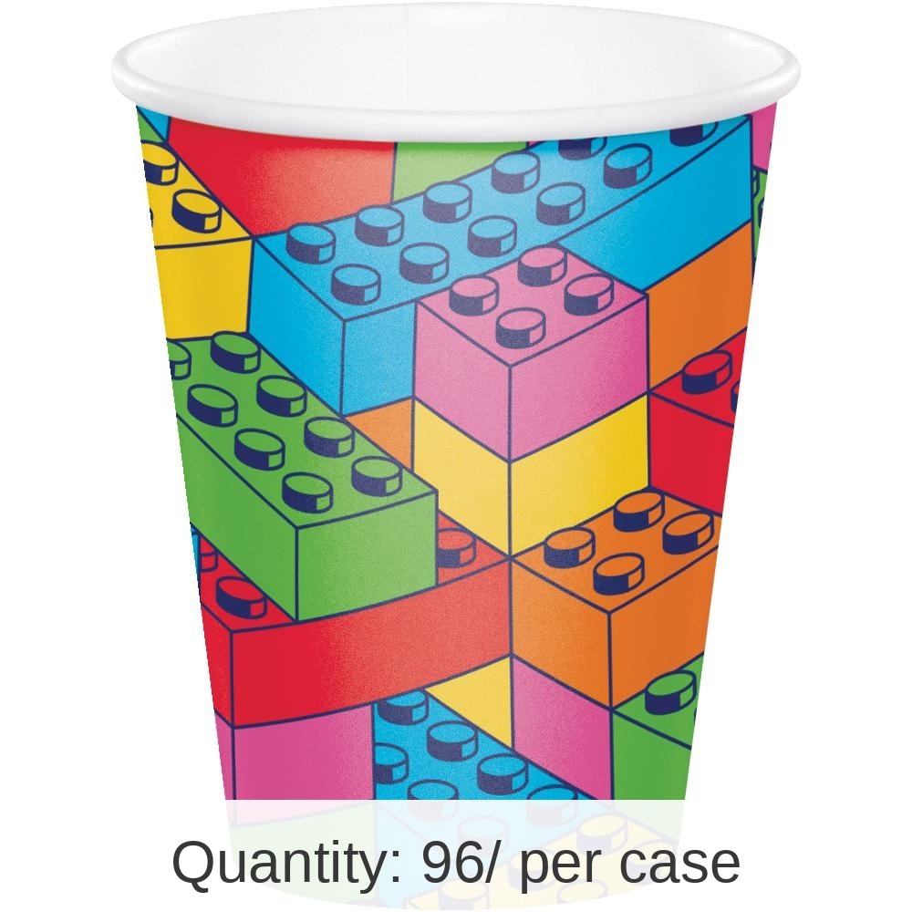 96/Case Bulk Block Bash Toy Blocks 9 Oz Cups