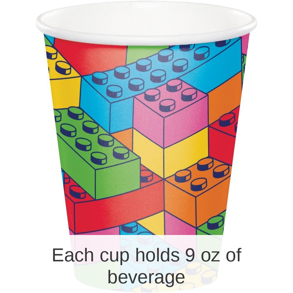 96/Case Bulk Block Bash Toy Blocks 9 Oz Cups