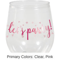 6/Case Bulk Pink 14oz Stemless Wine Glass