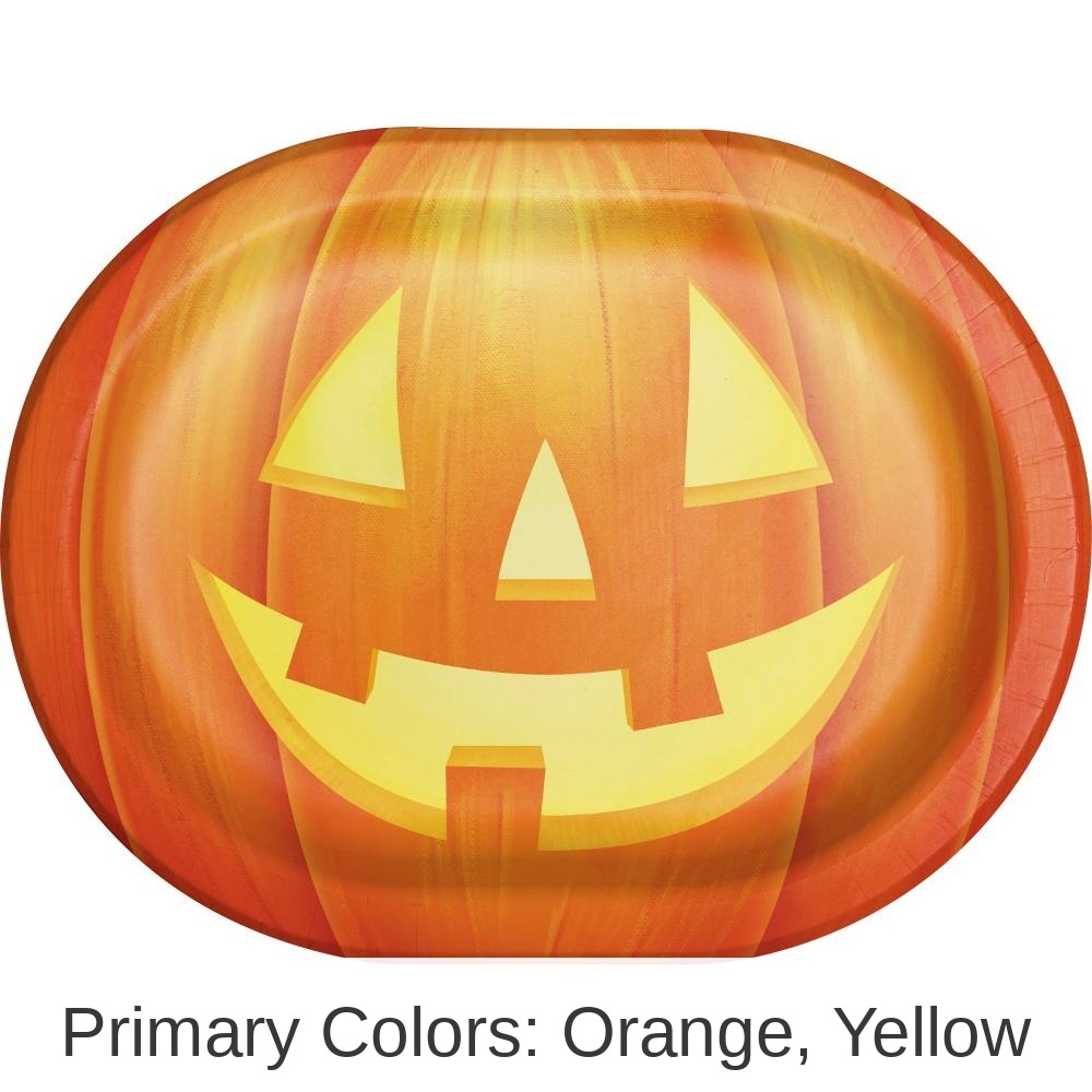 96/Case Bulk Pumpkin Party Paper Oval Platter
