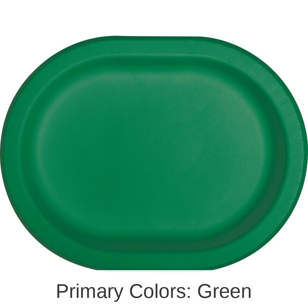 96/Case Bulk Emerald Green Paper Oval Platter