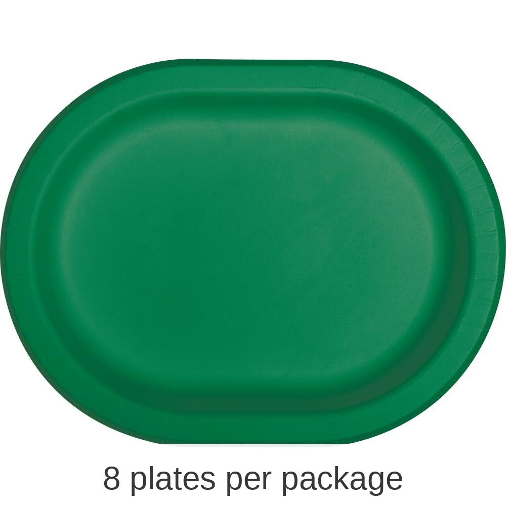 96/Case Bulk Emerald Green Paper Oval Platter
