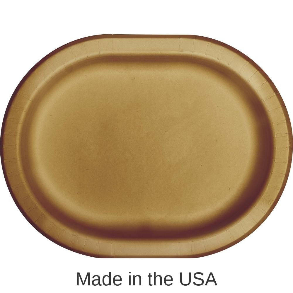96/Case Bulk Glittering Gold Paper Oval Platter