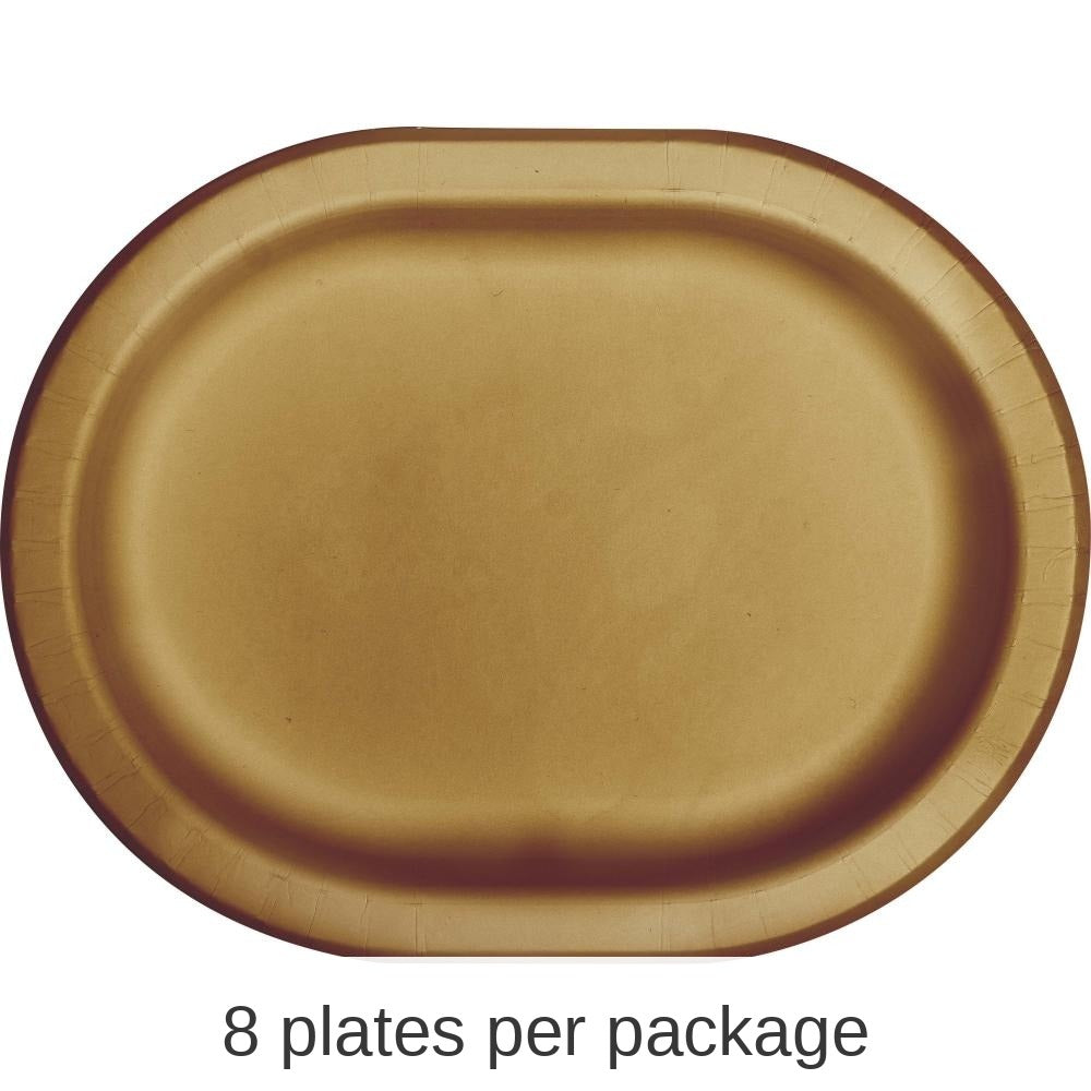96/Case Bulk Glittering Gold Paper Oval Platter