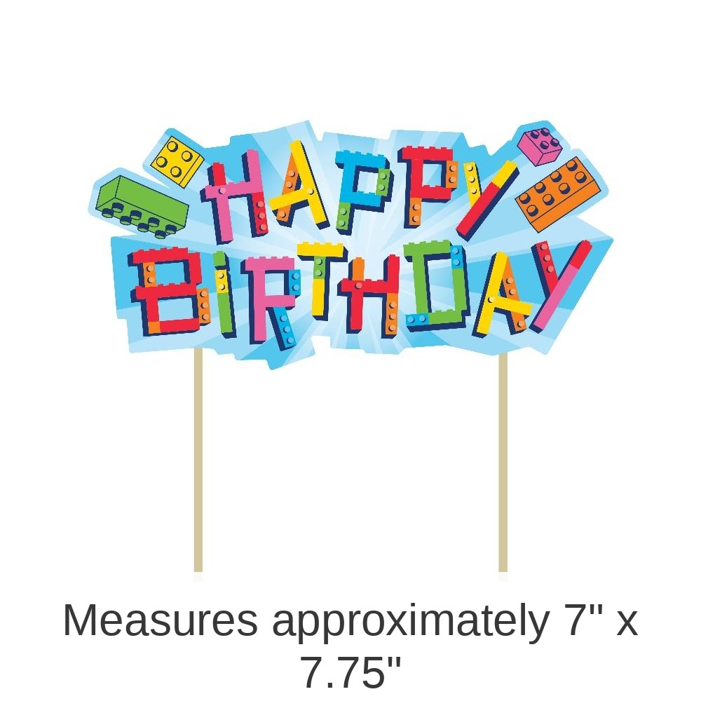 12/Case Bulk Block Bash Toy Blocks Cake Topper
