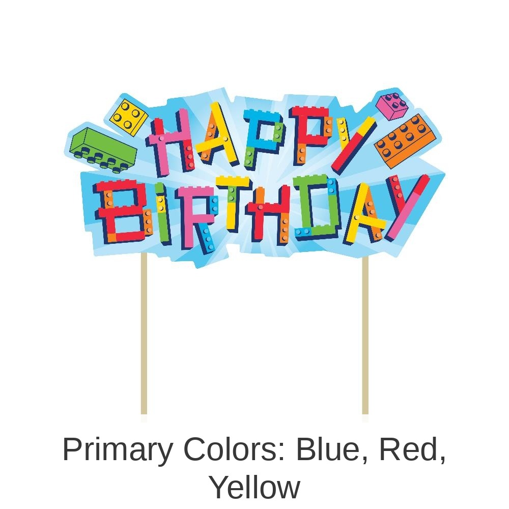 12/Case Bulk Block Bash Toy Blocks Cake Topper