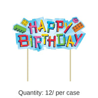 12/Case Bulk Block Bash Toy Blocks Cake Topper