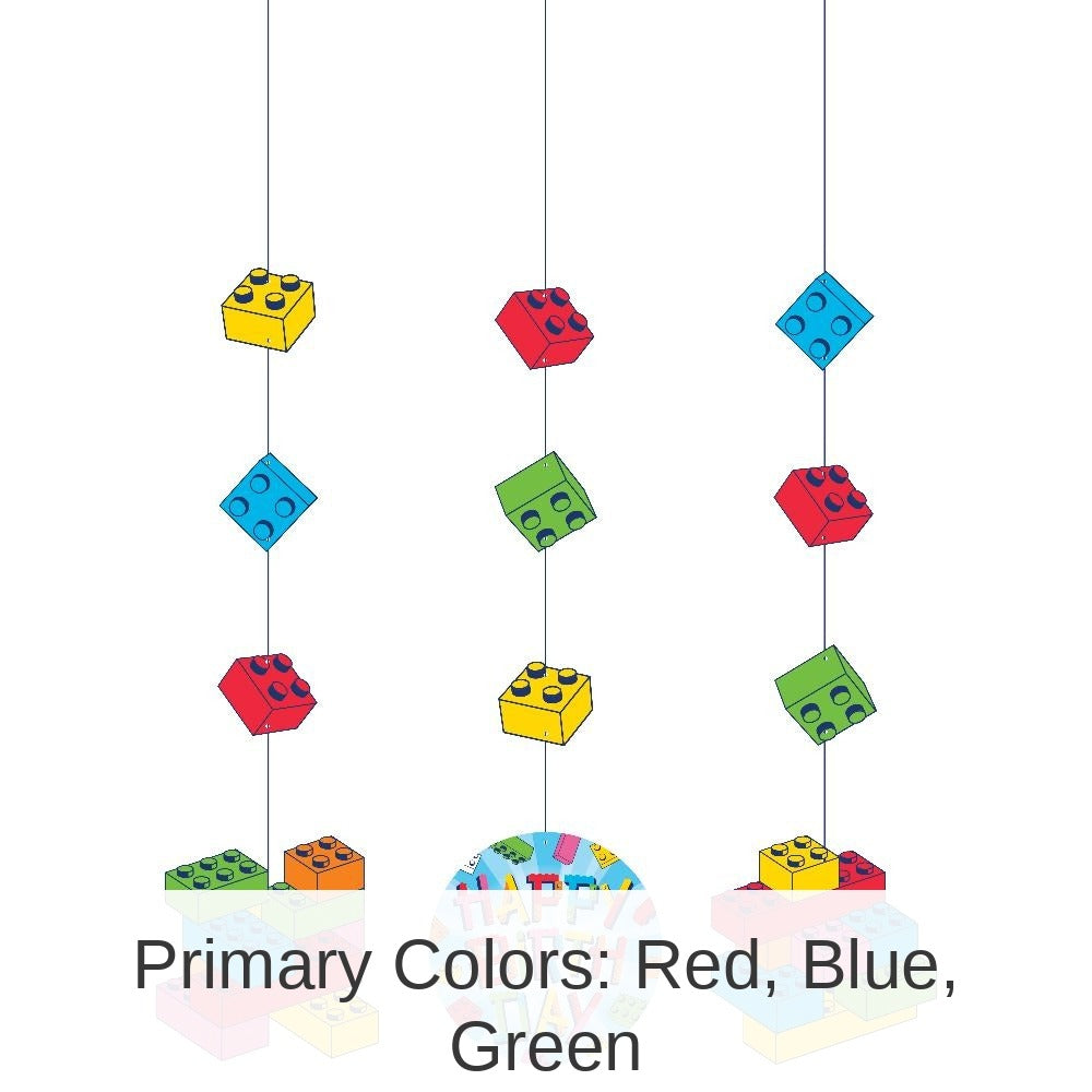 36/Case Bulk Block Bash "Happy Birthday" Toy Blocks Hanging Decorations