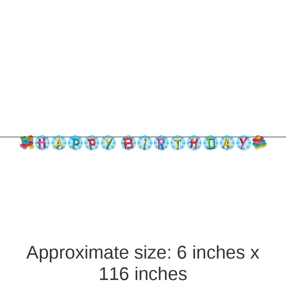 12/Case Bulk Block Bash "Happy Birthday" Toy Blocks Ribbon Banners