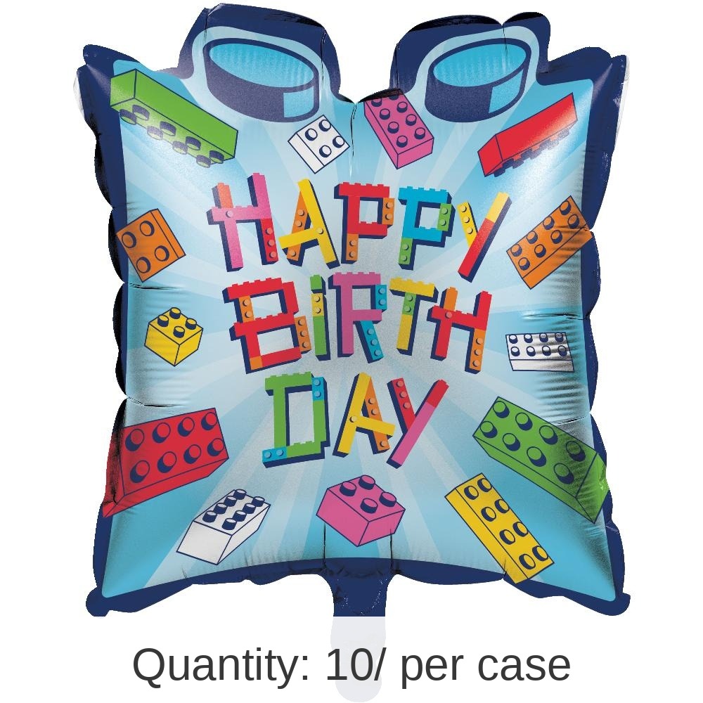 10/Case Bulk Block Bash "Happy Birthday" Toy Blocks Balloons
