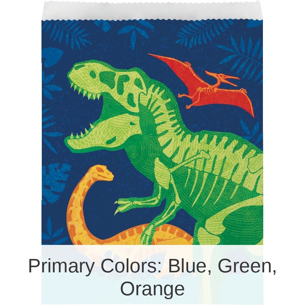 96/Case Bulk Dino Dig Paper Treat Bags, Large