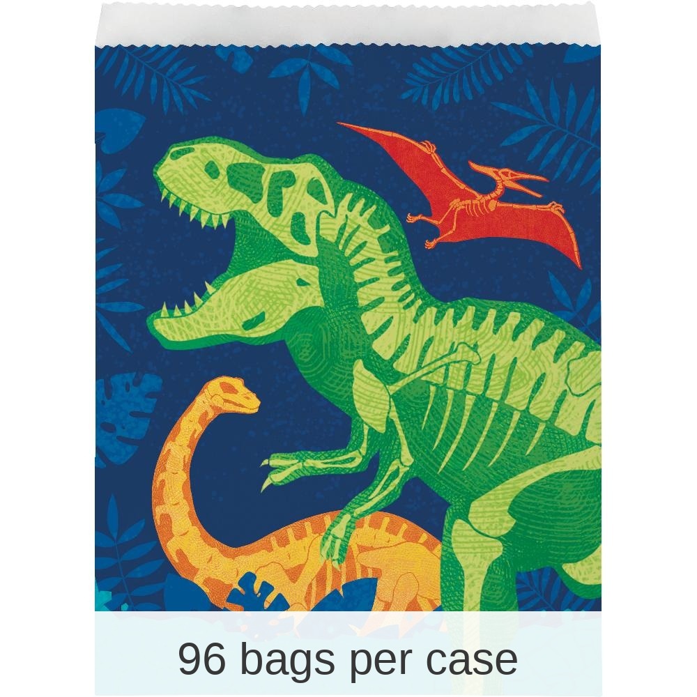96/Case Bulk Dino Dig Paper Treat Bags, Large