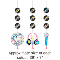 36/Case Bulk Birthday Beats Disco Hanging Cutouts with Iridescent Tassels