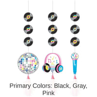 36/Case Bulk Birthday Beats Disco Hanging Cutouts with Iridescent Tassels
