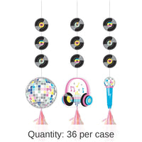 36/Case Bulk Birthday Beats Disco Hanging Cutouts with Iridescent Tassels