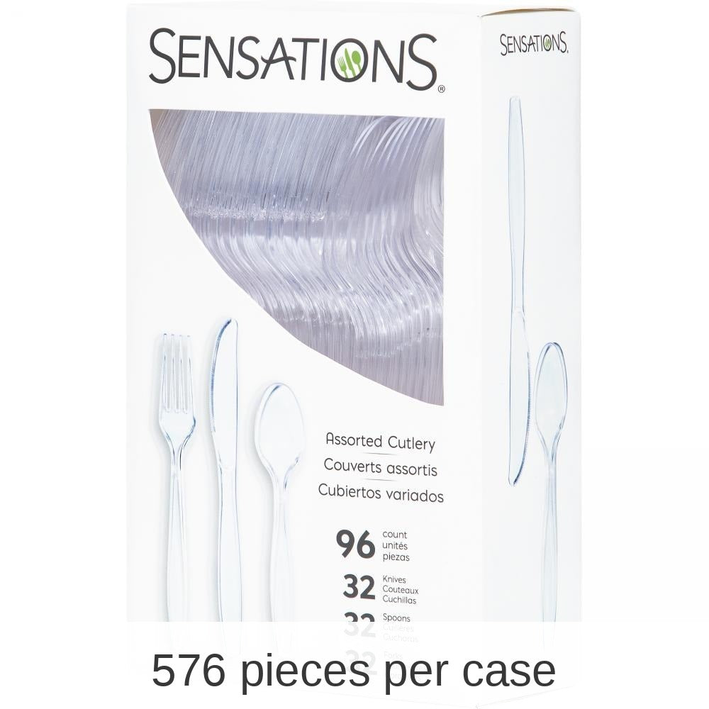 576/Case Bulk Assorted Plastic Cutlery, Clear