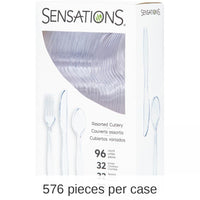 576/Case Bulk Assorted Plastic Cutlery, Clear