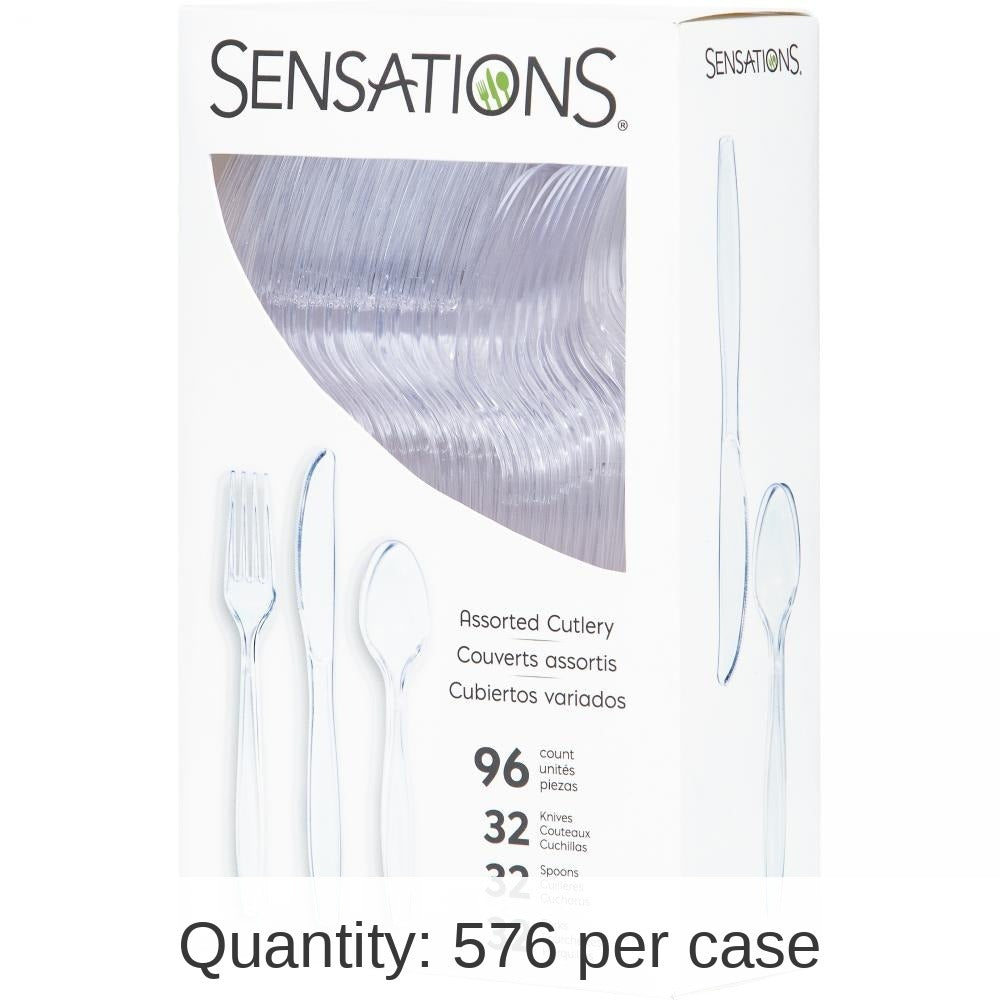 576/Case Bulk Assorted Plastic Cutlery, Clear