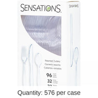 576/Case Bulk Assorted Plastic Cutlery, Clear