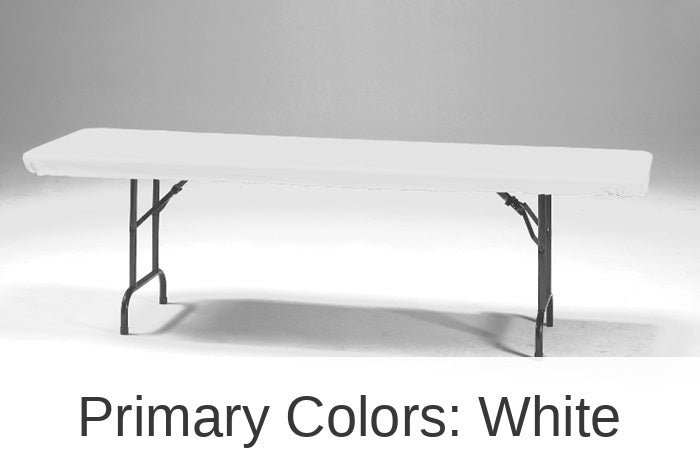 12/Case Bulk White Stay Put 30" x 96" Table Covers