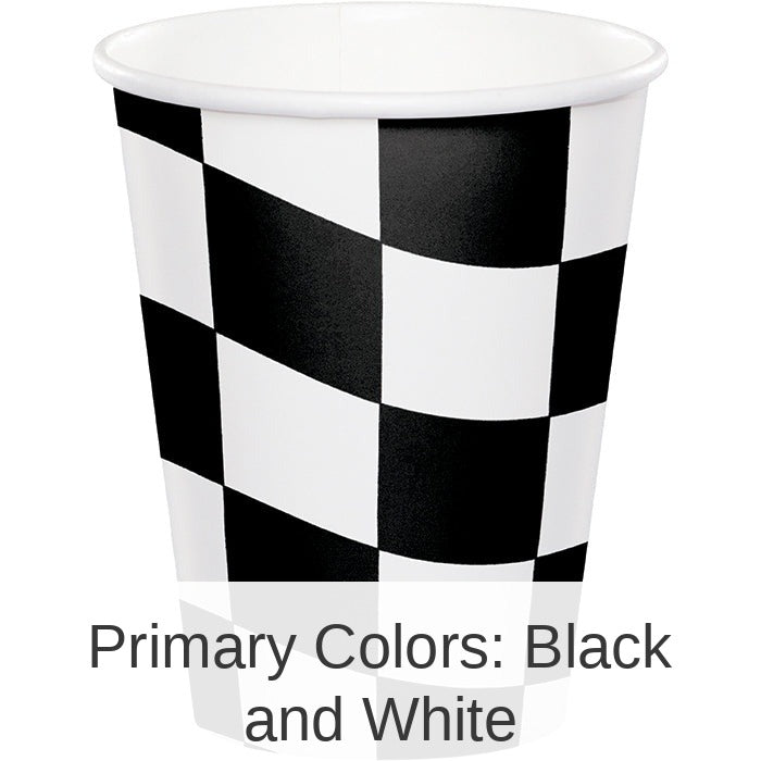 96/Case Bulk Black and White Check 9 oz Cups