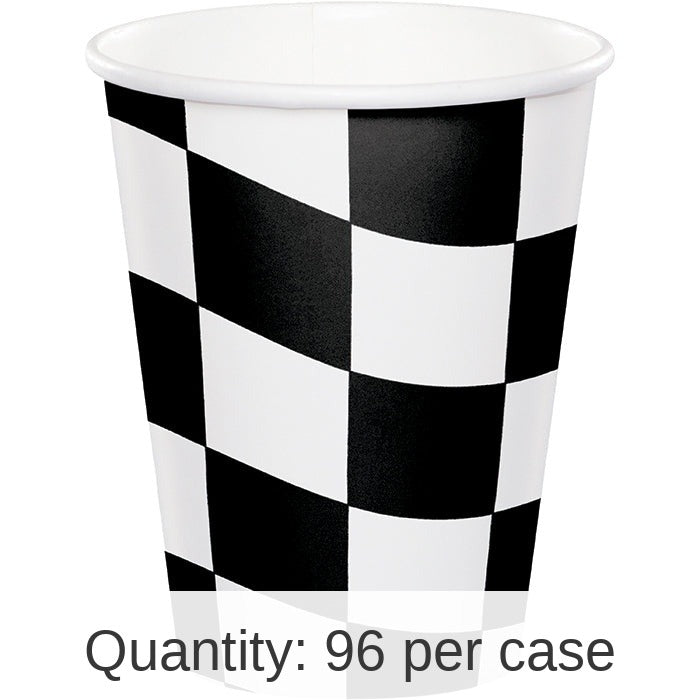 96/Case Bulk Black and White Check 9 oz Cups