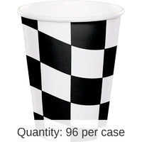 96/Case Bulk Black and White Check 9 oz Cups