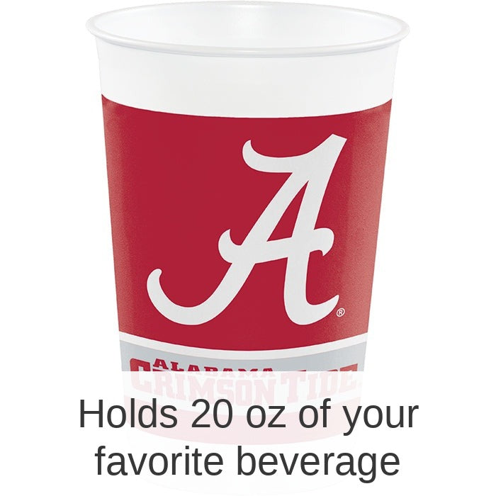 96/Case Bulk Alabama Crimson Tide 20 oz Plastic Cups