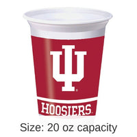 96/Case Bulk Indiana Hoosiers 20 oz Plastic Cups