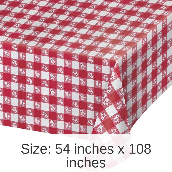 12/Case Bulk Red Gingham 54" x 108" Plastic Table Covers