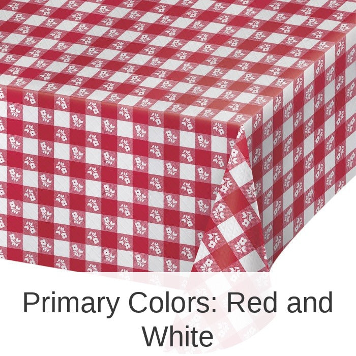 12/Case Bulk Red Gingham 54" x 108" Plastic Table Covers