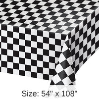 12/Case Bulk Black Check Plastic Table Covers