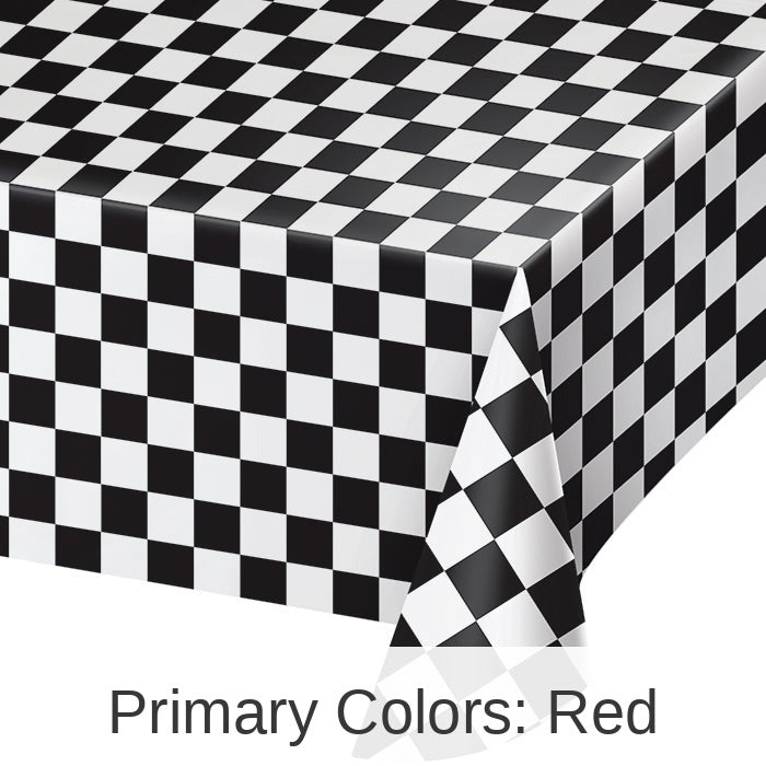 12/Case Bulk Black Check Plastic Table Covers