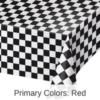 12/Case Bulk Black Check Plastic Table Covers