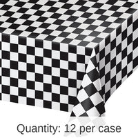 12/Case Bulk Black Check Plastic Table Covers