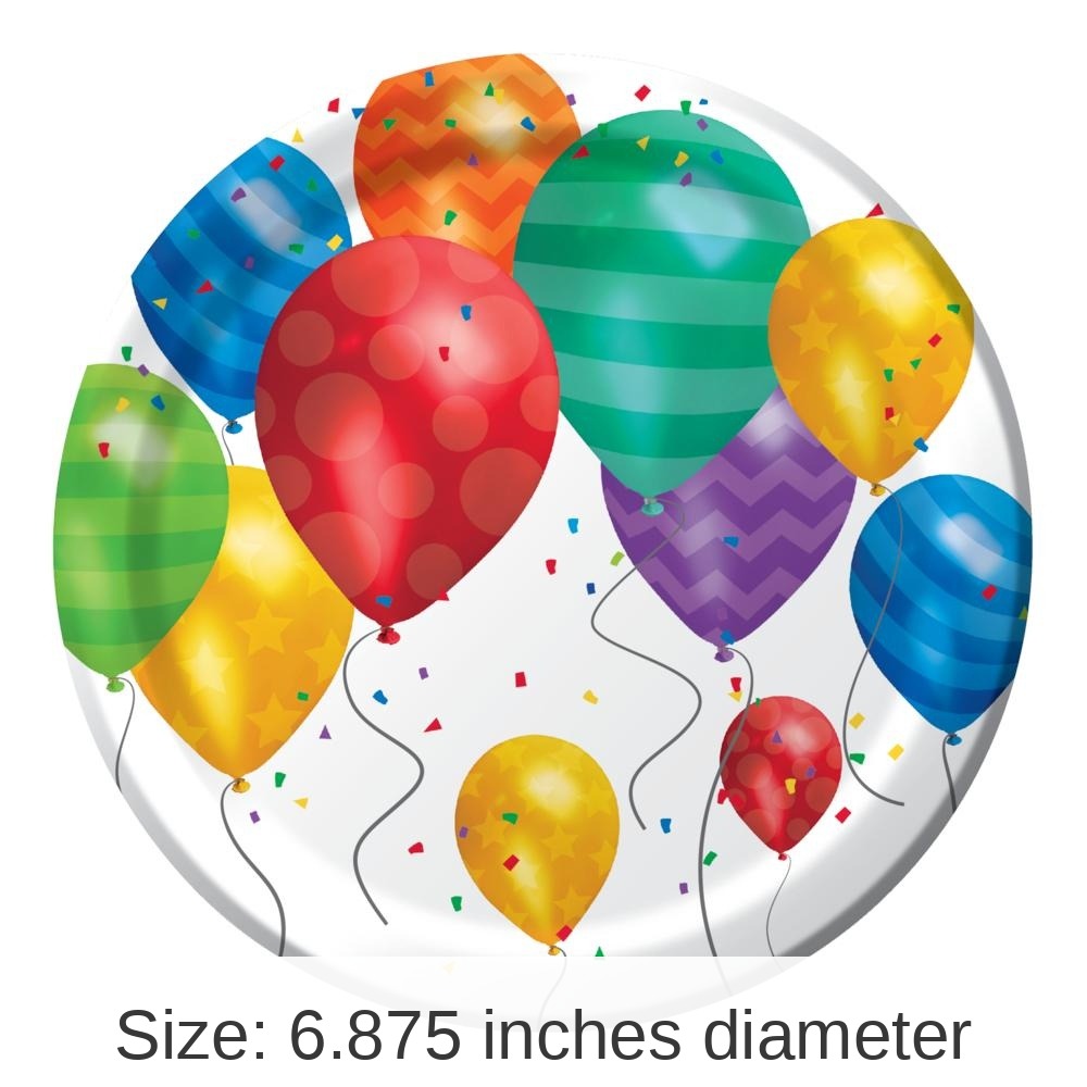 96/Case Bulk Balloon Blast 7 inch Dessert Plate