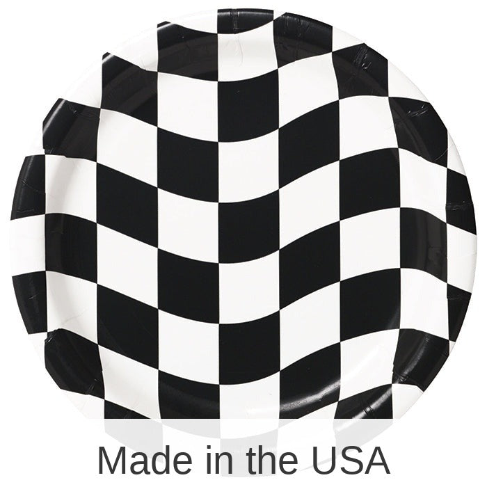 96/Case Bulk Black and White Check Dessert Plates