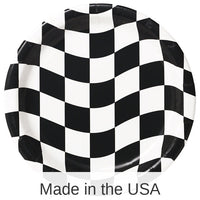 96/Case Bulk Black and White Check Dessert Plates