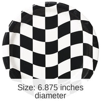 96/Case Bulk Black and White Check Dessert Plates