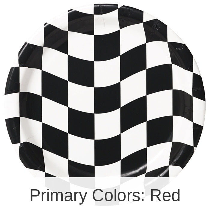 96/Case Bulk Black and White Check Dessert Plates