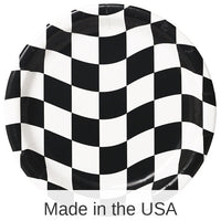 96/Case Bulk Black and White Check Dinner Plates