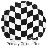 96/Case Bulk Black and White Check Dinner Plates