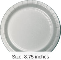 240/Case Bulk Shimmering Silver Sturdy Style 8.75 inch Dinner Plates